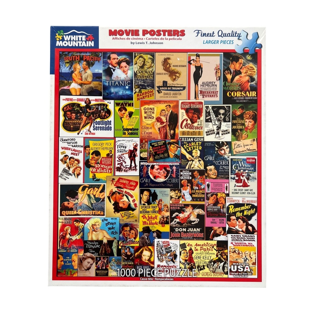 White Mountain Movie Posters 1000 Piece Jigsaw Puzzle Lewis T Johnson Complete